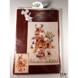 New Lanarte Vintage DMC Mice in the House Cross Stitch Kit 33388 18'' X 25''